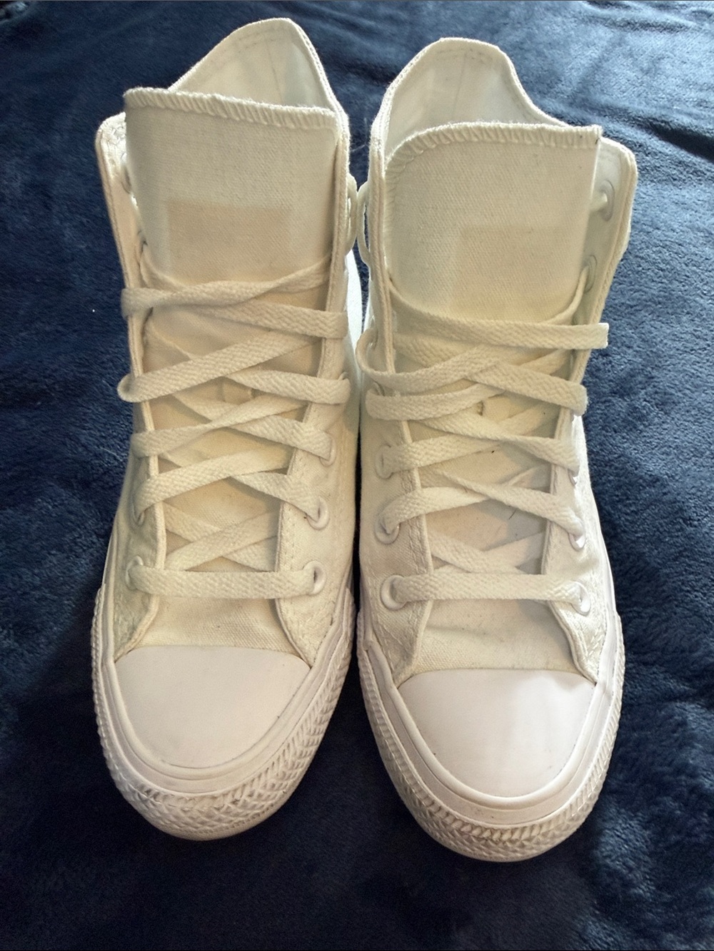 Converse All-Star Classic High-Top Canvas Sneakers in White on White